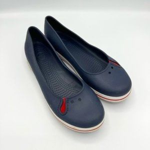 Womens Crocs Size 11 Shoes Slide-On Blue White Red